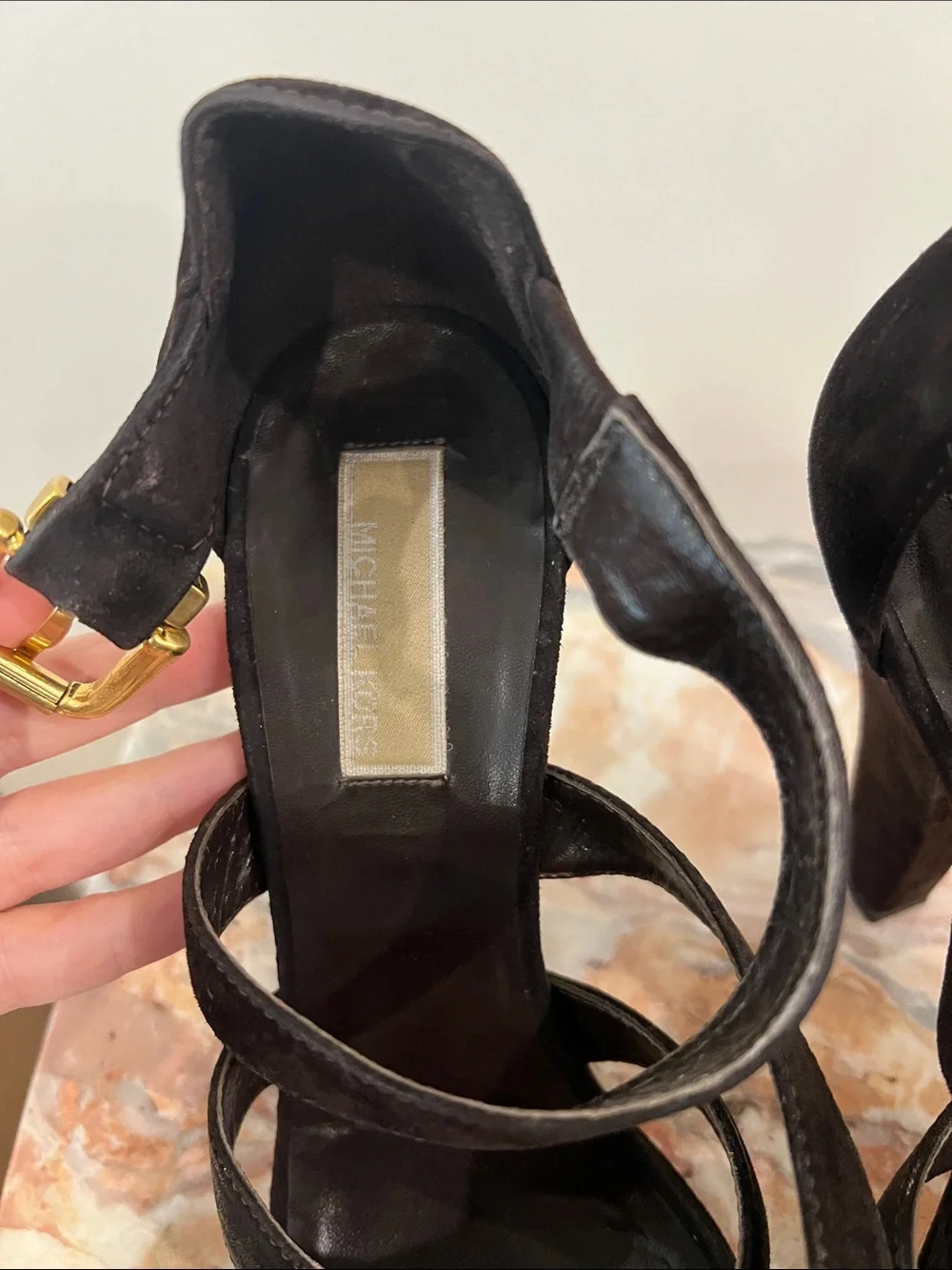 Michael Kors Chocolate Brown Suede Strappy High Heel Sandals